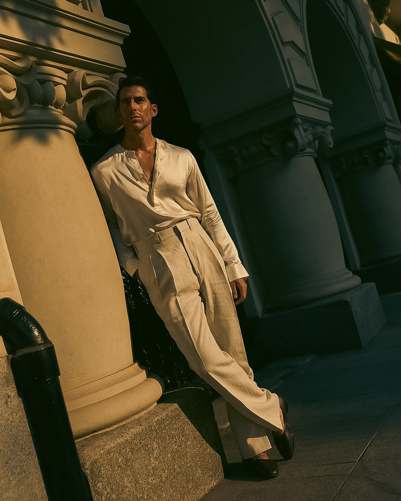 High Waisted Pants in Linen Suiting Muslin