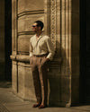 Heather Cream Linen Cotton Polo T-Shirt