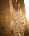 Linen Cotton Canvas Off White Safari Jacket