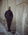 Charcoal Grey Wool Flannel High Rise Double Tab Pant