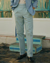 Pleated Powder Blue Twill High Rise Pant