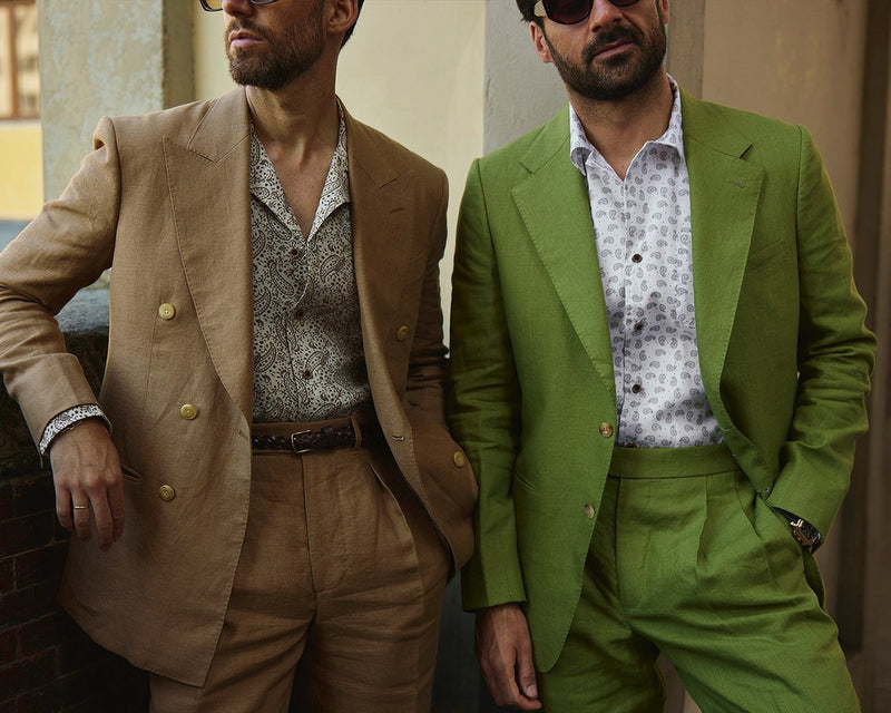 Linen Fresco Golden Brown Double Breasted Suit