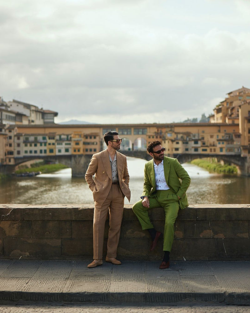 Linen Fresco Golden Brown Double Breasted Suit