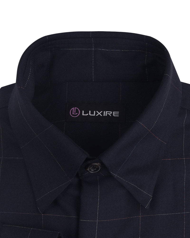 Dugdale Navy Windowpane Twill Hemd