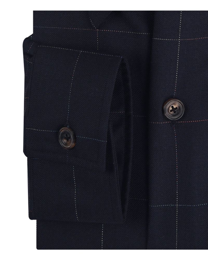 Dugdale Navy Windowpane Twill Hemd