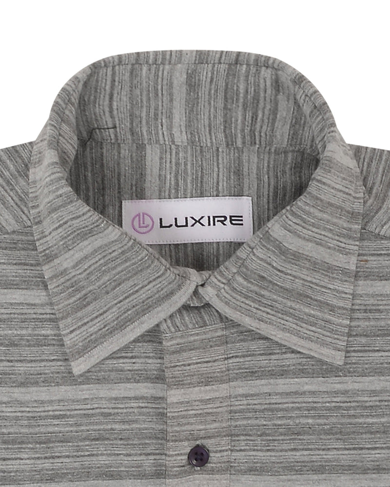 Grey Striped Polo T-shirt