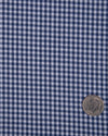 Denim-blaue und weiße Makro-Gingham-Karos