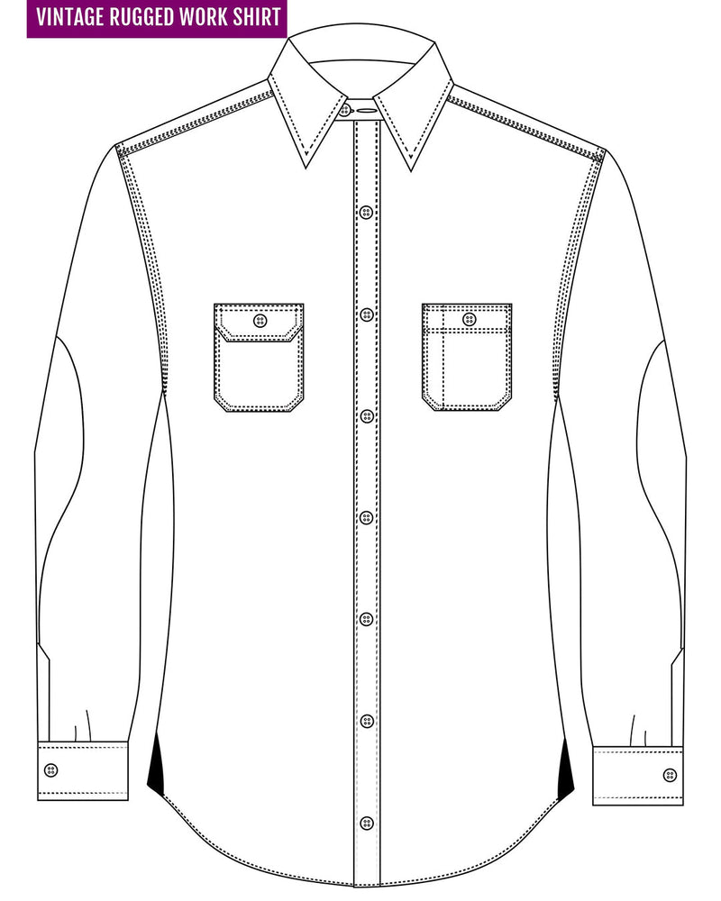 Arbeitshemd aus orange-oliv-braunem Twill-Flanell mit Fensterscheibe