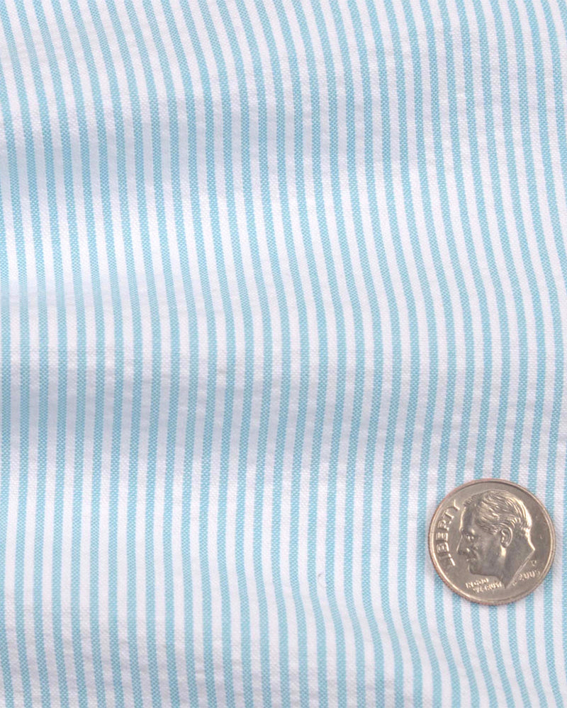 Alaskan Blue  Dress Stripes Seersucker