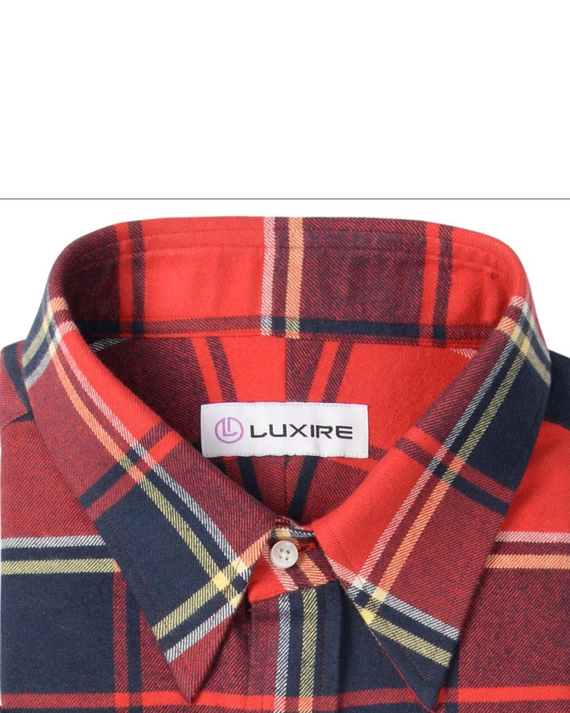 Flanell-Arbeitshemd mit Tartan-Muster in Rot und Marineblau