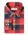 Flanell-Arbeitshemd mit Tartan-Muster in Rot und Marineblau
