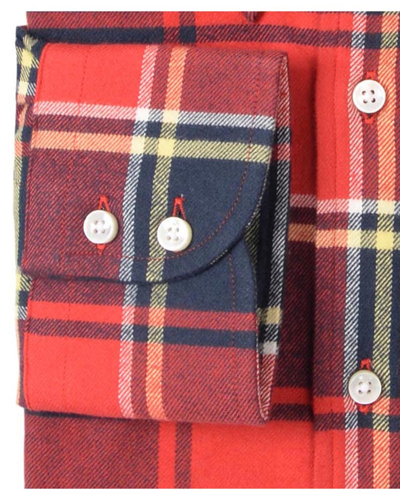 Flanell-Arbeitshemd mit Tartan-Muster in Rot und Marineblau