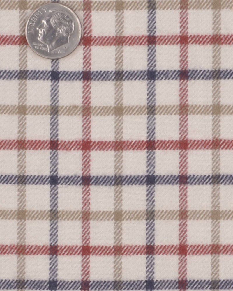 Cremefarbener, roter, hellbrauner, karierter Flanell