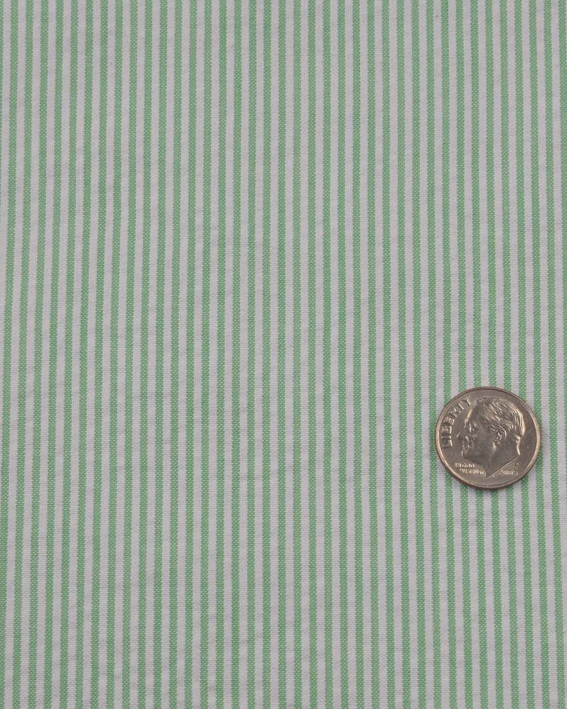 Farngrünes Kleid Streifen Seersucker
