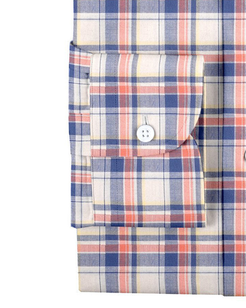 Blaue orange Tartan-Karos auf Gelb