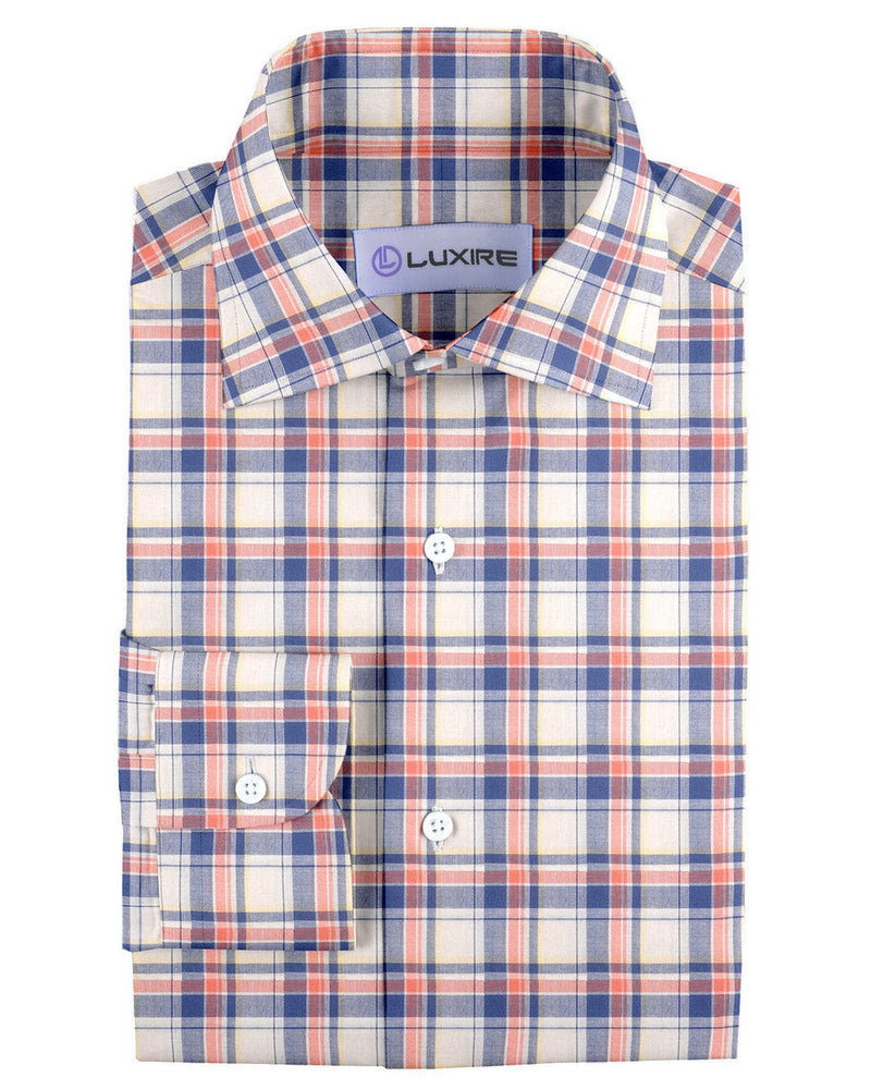 Blaue orange Tartan-Karos auf Gelb