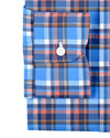 Blaues Pfirsich-Marine-Madras-Karos