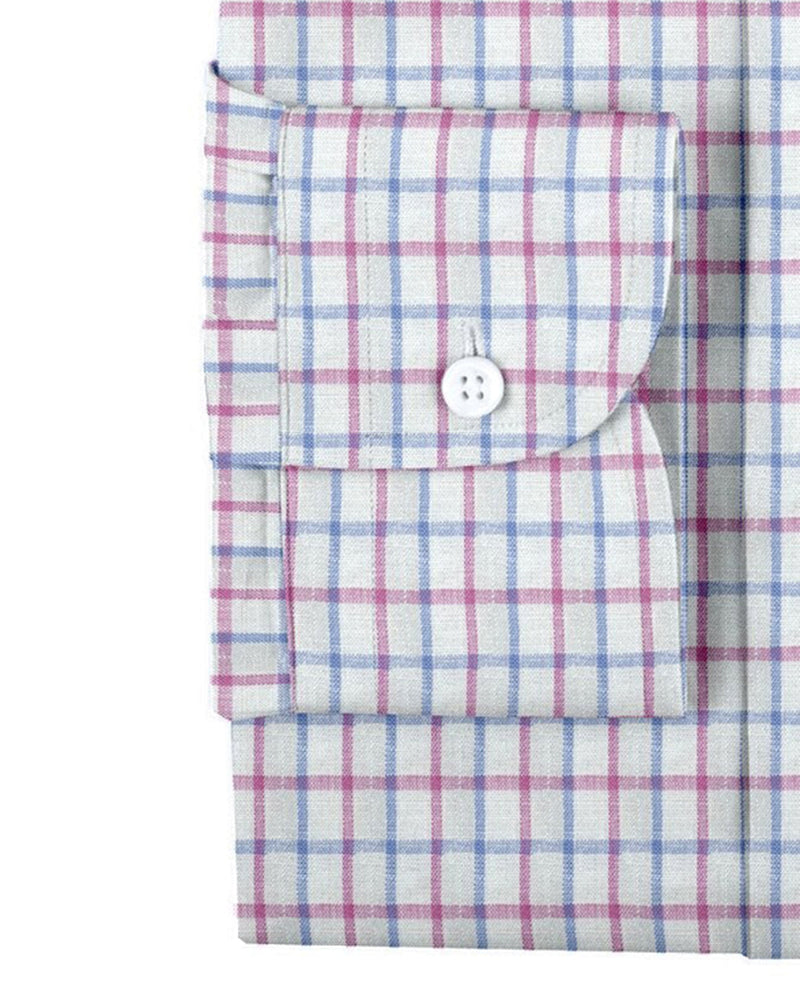 Leinen: Pink Blue Tattersall auf Weiß