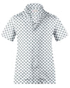 Camp collar PRESET STYLE in Linen:Black Flowers Printed on White Linen