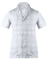 Col cubain PRÉRÉGLÉ en lin : Motifs imprimés gris sur fond blanc