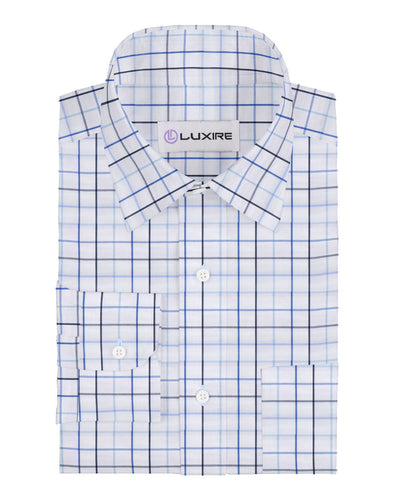 Shades Of Blue Checks On White