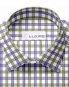 Tattersall aus violettem, cremefarbenem Twill