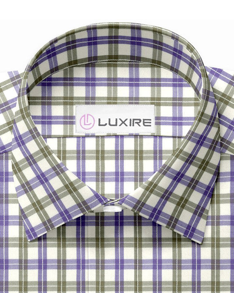 Tattersall aus violettem, cremefarbenem Twill