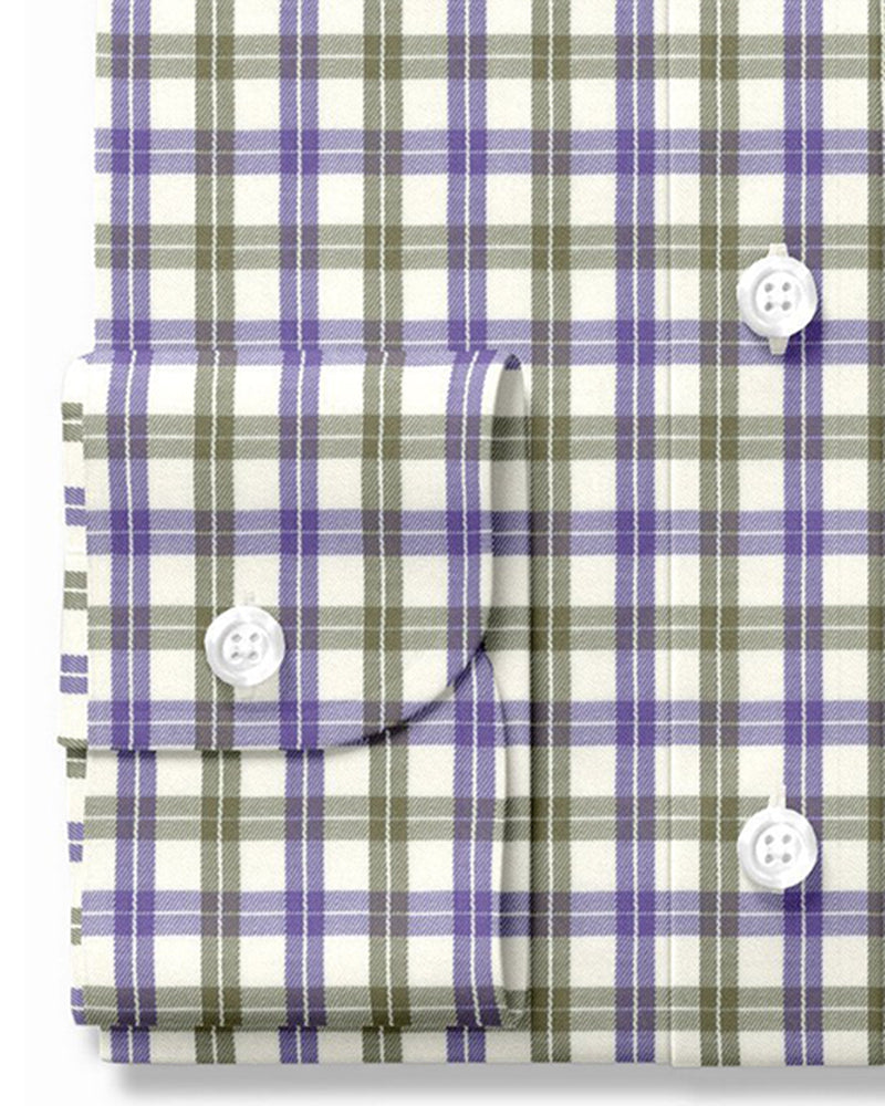 Tattersall aus violettem, cremefarbenem Twill