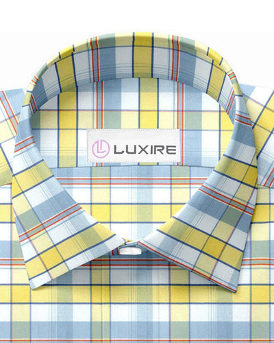 White Yellow Grey Oxford Checks
