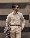 Pleated Khaki Twill Pant