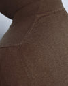 EZS Merino Wool Brown Long Sleeve Polo