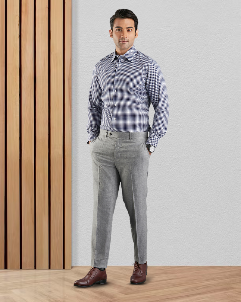 Navy Small Gingham Shirt