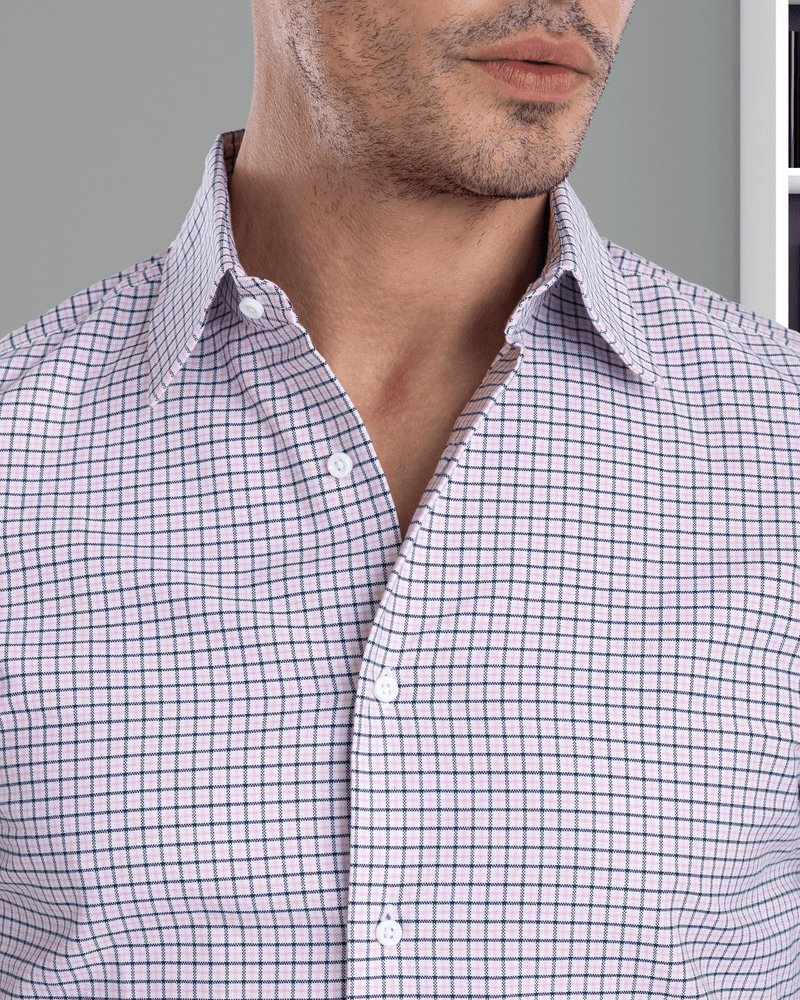 Tattersall-Hemd in Marine-Rosa