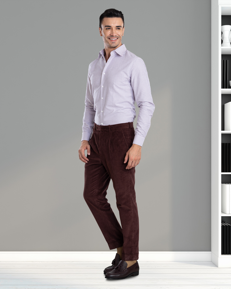 Tattersall-Hemd in Marine-Rosa