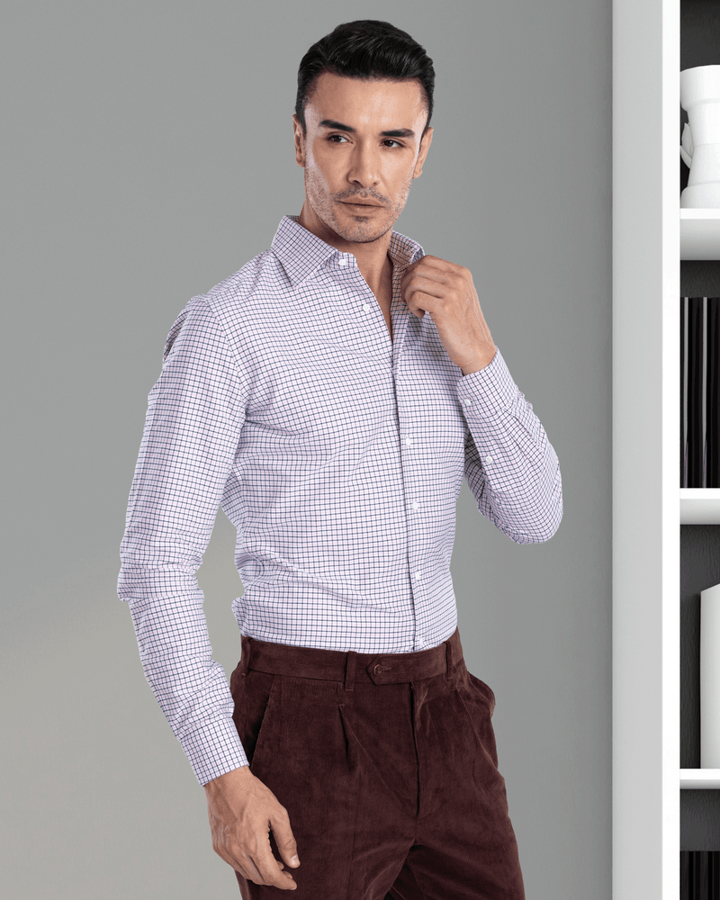 Tattersall-Hemd in Marine-Rosa