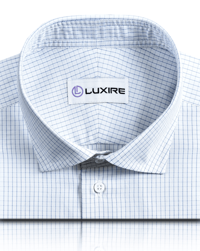 A Touch of Silk:Blue Graph Checks: Natural Wrinkle Free
