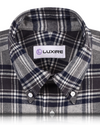 Dark Gull Grey Navy Plaid Flannel Shirt