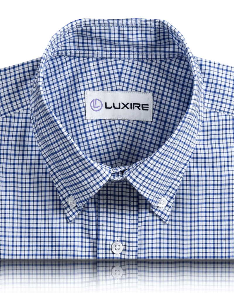 Tattersall Multi Size Navy Checks on White Shirt