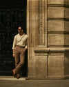 Pleated Brown Linen Cotton Canvas Pants