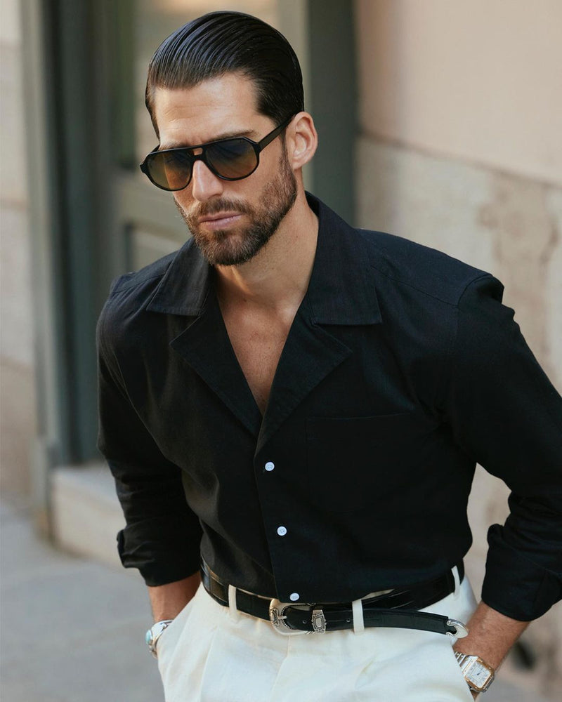 Pleated Cream Linen Pant