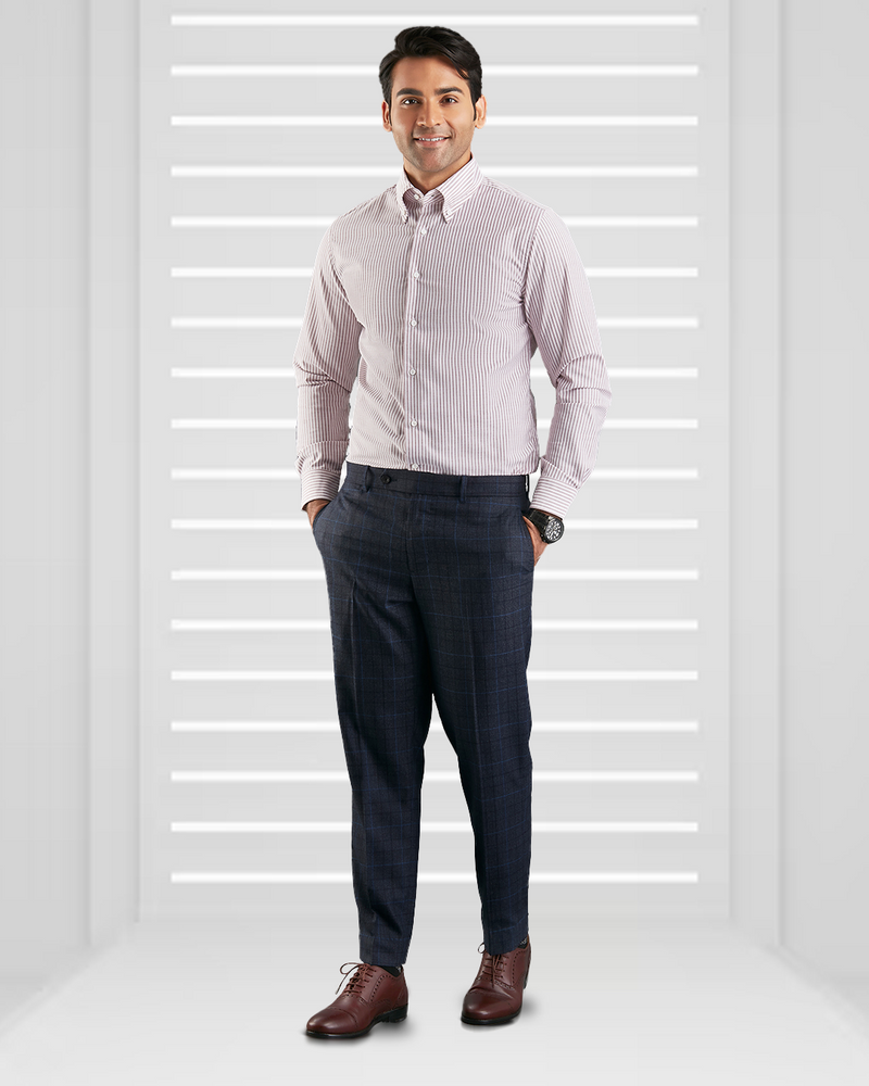 Maroon University Stripes Oxford Shirt