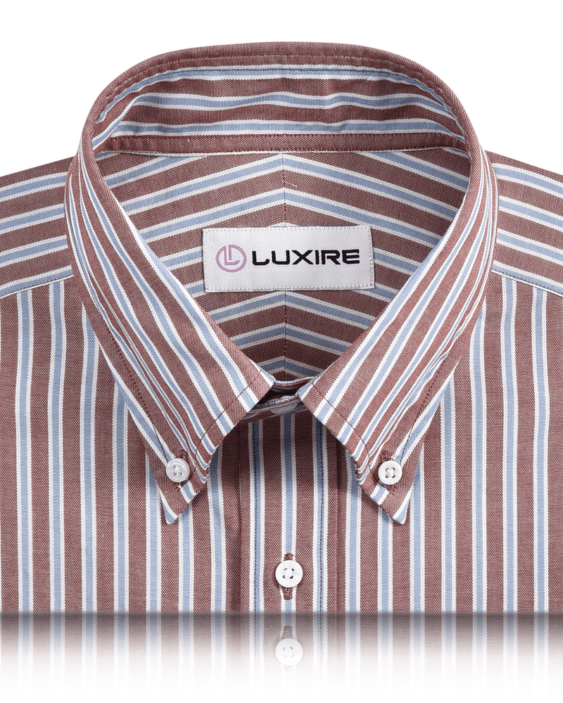 Blue White Rust Stripes Oxford Shirt