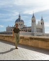 Olive Green Linen Cotton Camp Collar T-Shirt