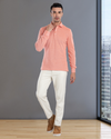 Orange White Heather Polo T-Shirt