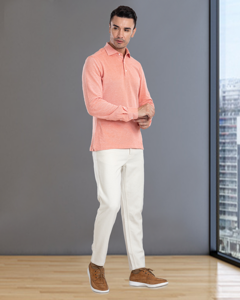 Orange White Heather Polo T-Shirt