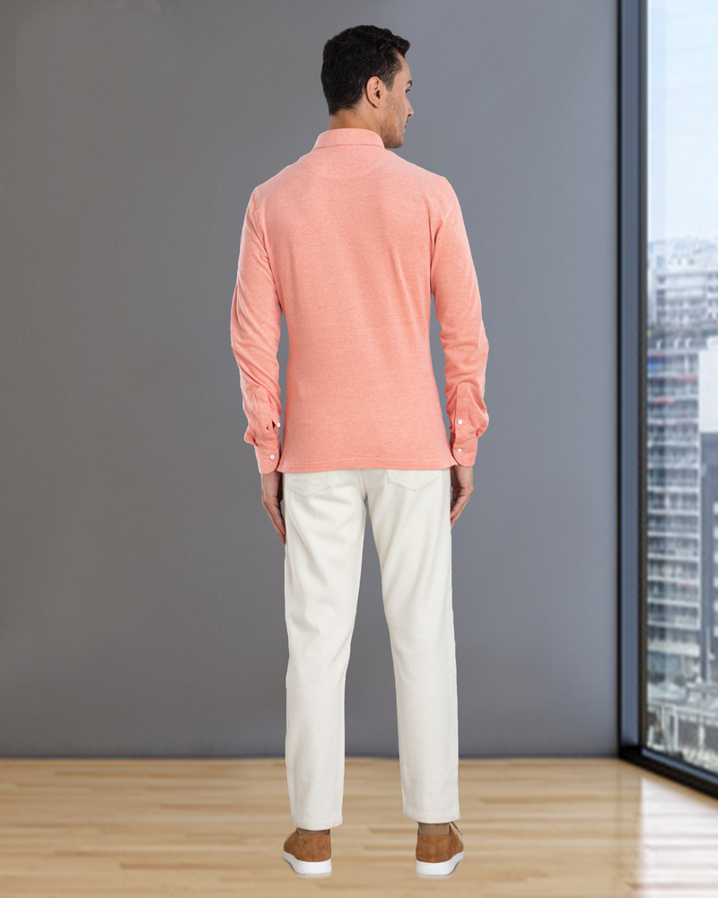 Orange White Heather Polo T-Shirt