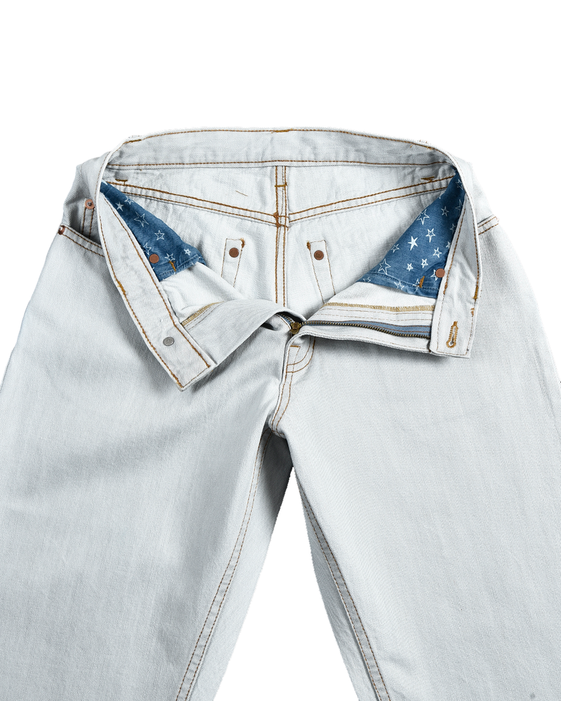 Fade Washed Blue Selvage With Turquoise Tint - 15 Oz Jeans