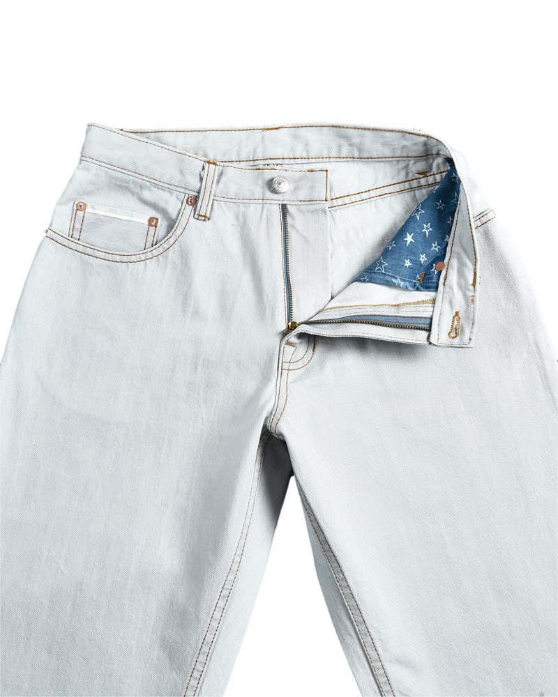 Fade Washed Blue Selvage With Turquoise Tint - 15 Oz Jeans