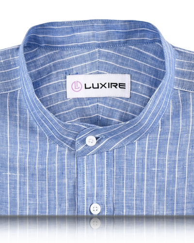 Blue White Chalk Stripes Linen Shirt