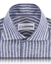 Linen:Blue Chambray with White Stripes Shirt